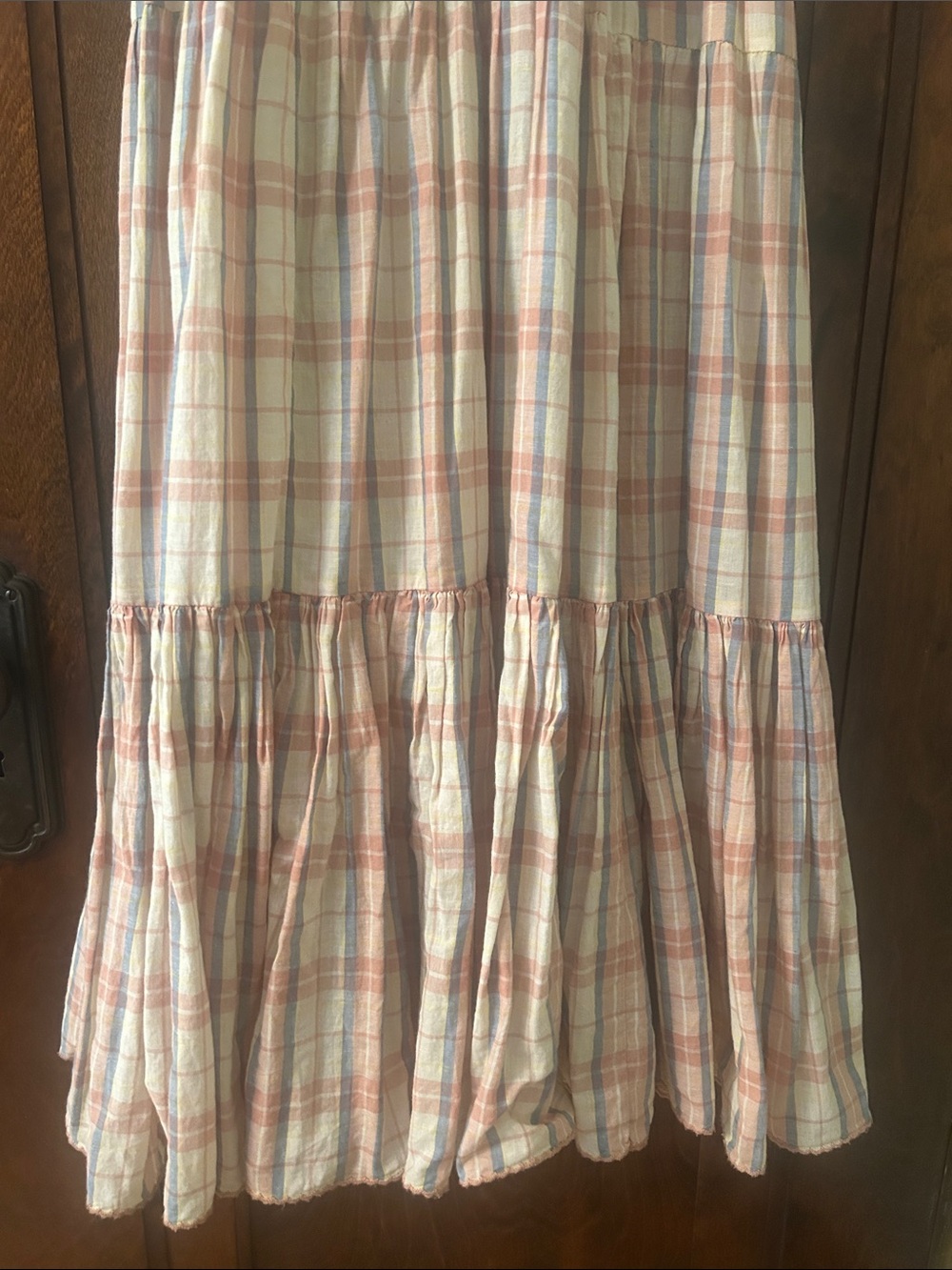 THE GREAT Light Plaid Tiered Maxi Dress with Puff Sleeves - Picture 4 of 9